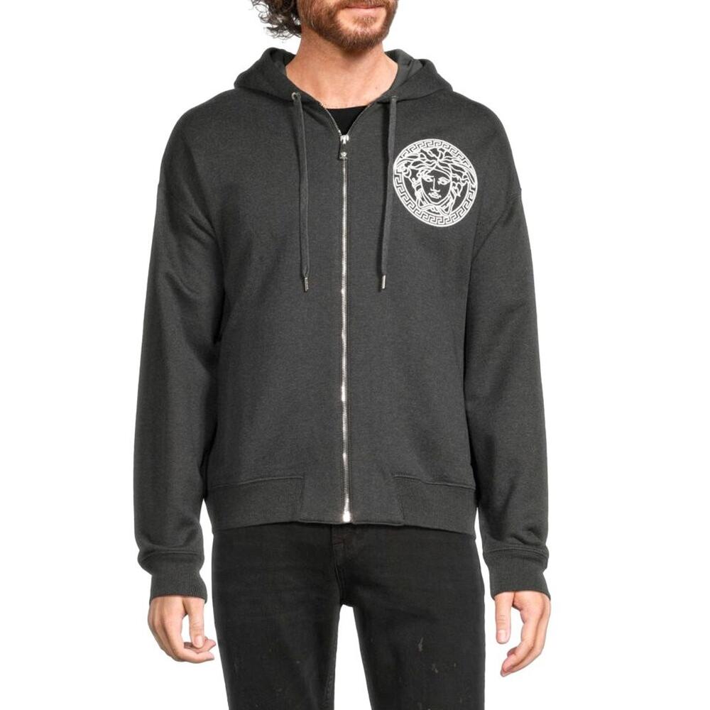 $1995 NWT Versace Gray Medusa Cashmere Blend Zipper Hoodie Jumper Tracksuit XS